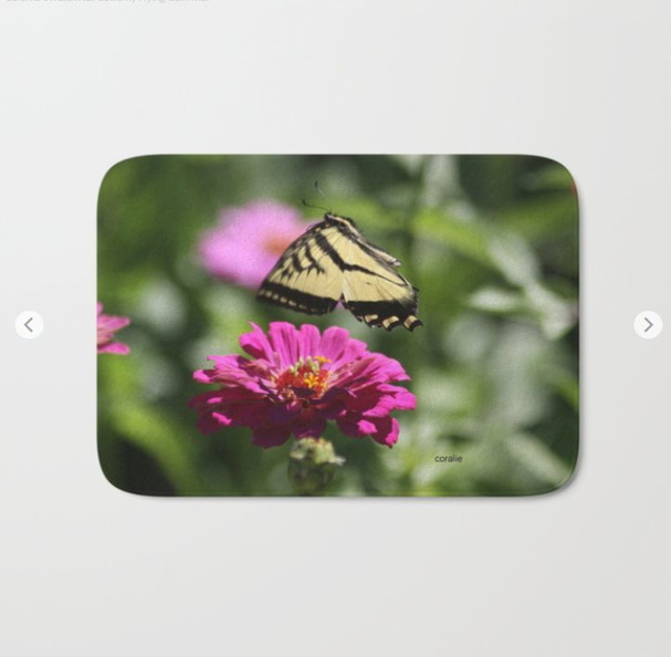 Colorful Swallowtail Butterfly Flying Bath Mat.jpg