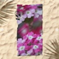 Pink White Verbena Flowers Beach Towel 2