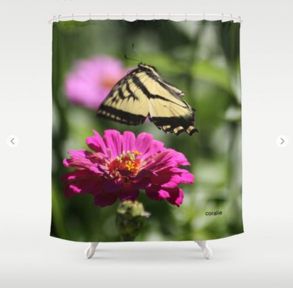 Colorful Swallowtail Butterfly Flying Shower Curtain.jpg