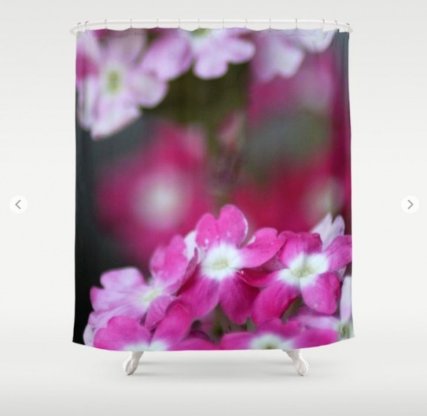 Pink White Verbena Flowers Shower Curtain.jpg