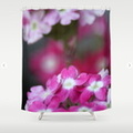 Pink White Verbena Flowers Shower Curtain