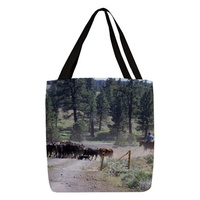 cattle drive polyester tote bag