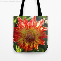 Fire In The Sky Dahlia Flower Tote Bag