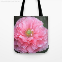 Pink Ruffled Poppy Flower Tote Bag