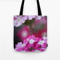 Pink White Verbena Flowers Tote Bag