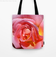 Pink Yellow Rose Flower Tote Bag