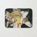 Flashy White Yellow Lily Flower Bath Mat