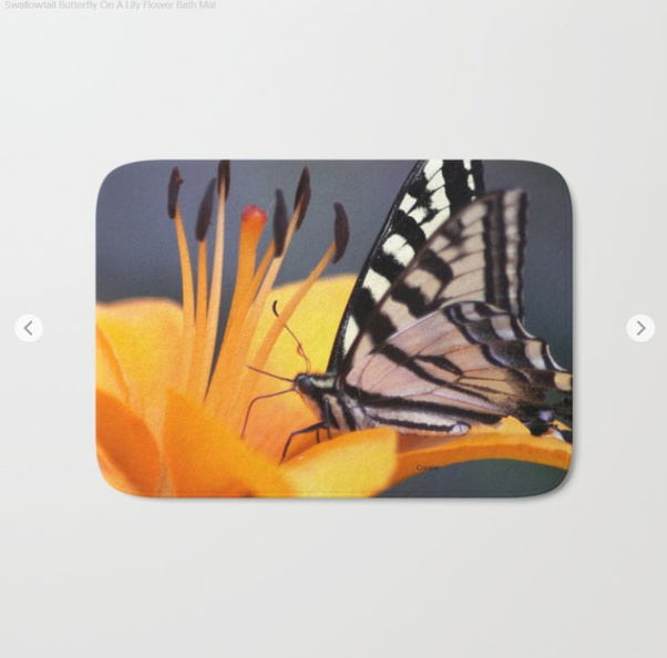 Swallowtail Butterfly On A Lily Flower Bath Mat.jpg