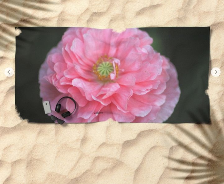 Pink Ruffled Poppy Flower Beach Towel 2.jpg