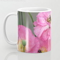 Pink Poppy Flowers With Honeybees Coffee Mug2