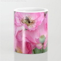 Pink Poppy Flowers With Honeybees Coffee Mug3