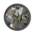white lily flower wall clock