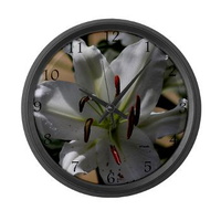 white lily flower large wall clock