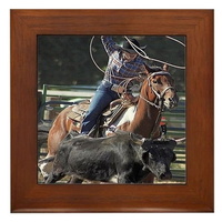rodeo roping framed tile
