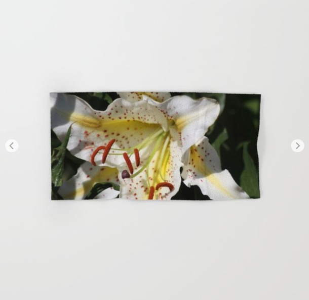 Flashy White Yellow Lily Flower Hand & Bath Towel.jpg