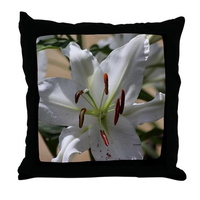 white lily flower throw pillow