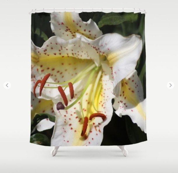 Flashy White Yellow Lily Flower Shower Curtain.jpg