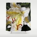 Flashy White Yellow Lily Flower Shower Curtain