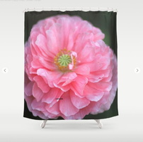 Pink Ruffled Poppy Flower Shower Curtain