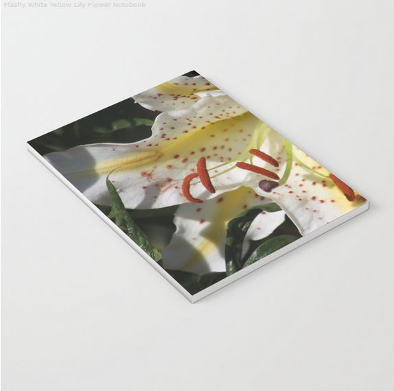 Flashy White Yellow Lily Flower Notebook.jpg