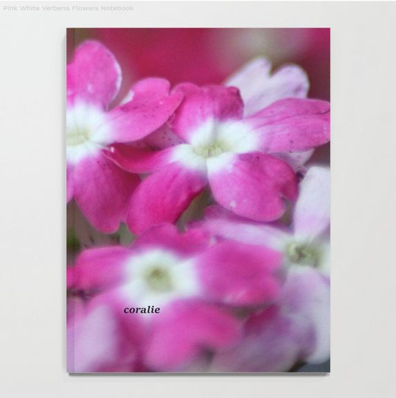 Pink White Verbena Flowers Notebook2.jpg